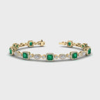 MET-WB-0060 | 14K Yellow Gold | LGBT0176 | Yellow Gold Emerald & Diamond Halo Bracelet (6-1/2ctw) | LGBT0176-1.mp4