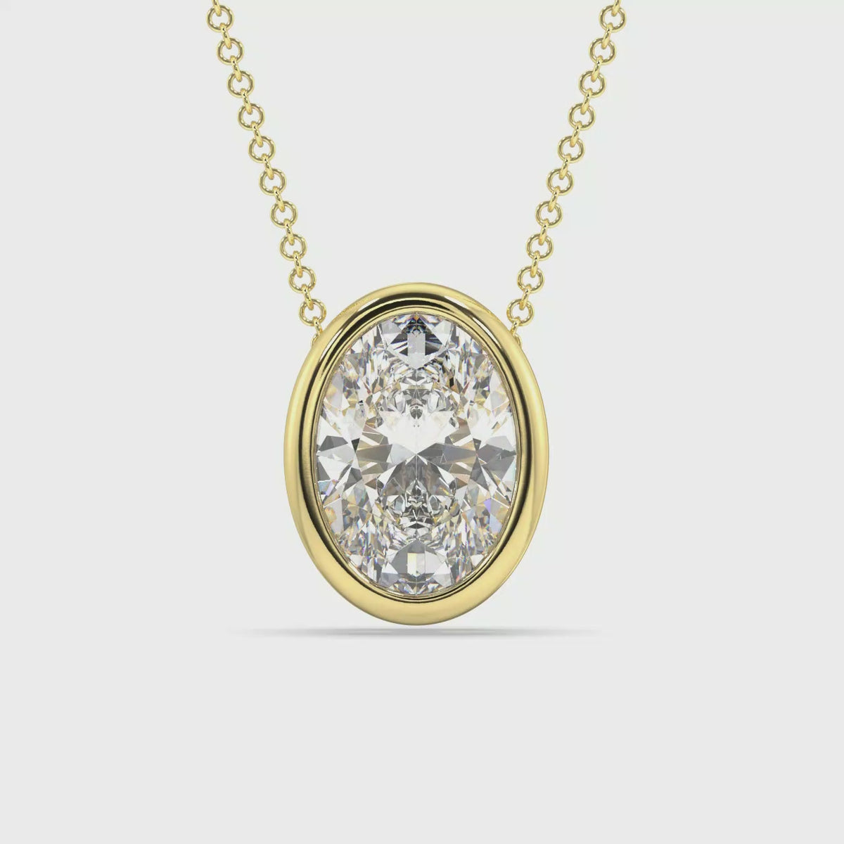 Bezel Set Lab Grown Diamond Solitaire Pendant — LGYFP0023-1.mp4