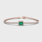 MET-WB-0057 | 14K Rose Gold | LGBT0116 | Rose Gold Emerald Halo Diamond Bracelet | LGBT0116-1.mp4