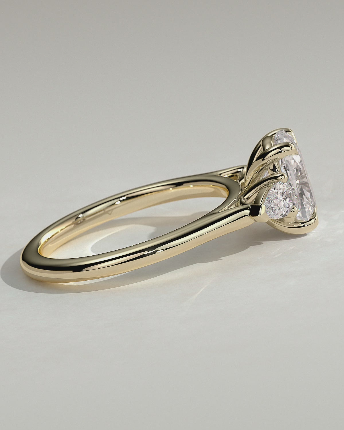 MET 0021 Elongated Cushion Three Stone Engagement Ring