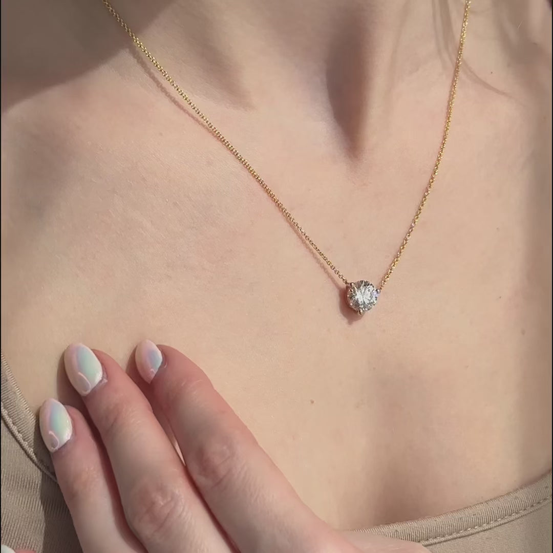 Three Prong Lab Grown Diamond Solitaire Pendant — LGPO20006-vid.mp4