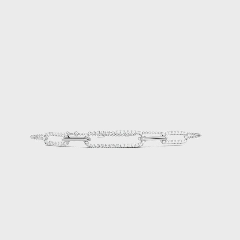 MET-WB-0017 | 14K White Gold | LGBT0063 | White Gold Paper Clip Lab Grown Diamond Adjustable Bracelet (1/3ctw) | LGBT0063-1.mp4