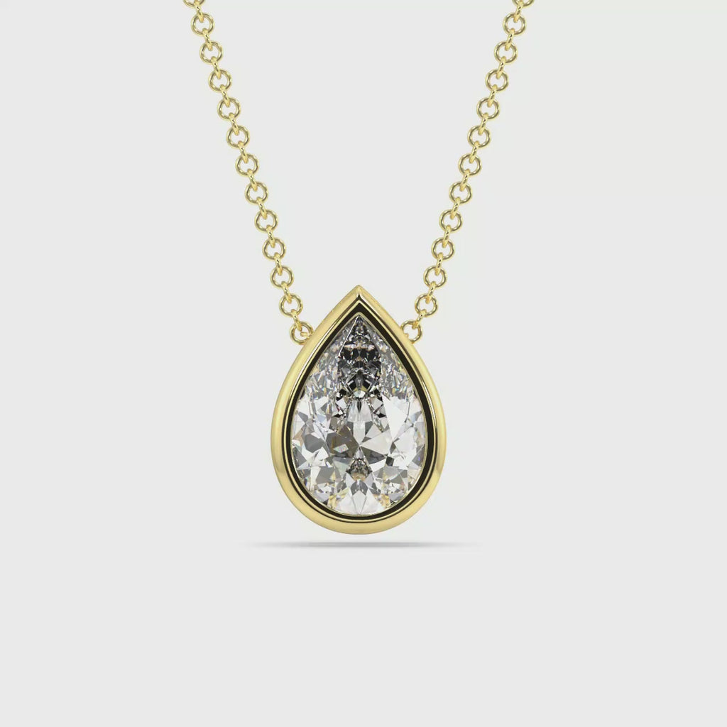 Bezel Set Lab Grown Diamond Solitaire Pendant — LGP100002-1.mp4