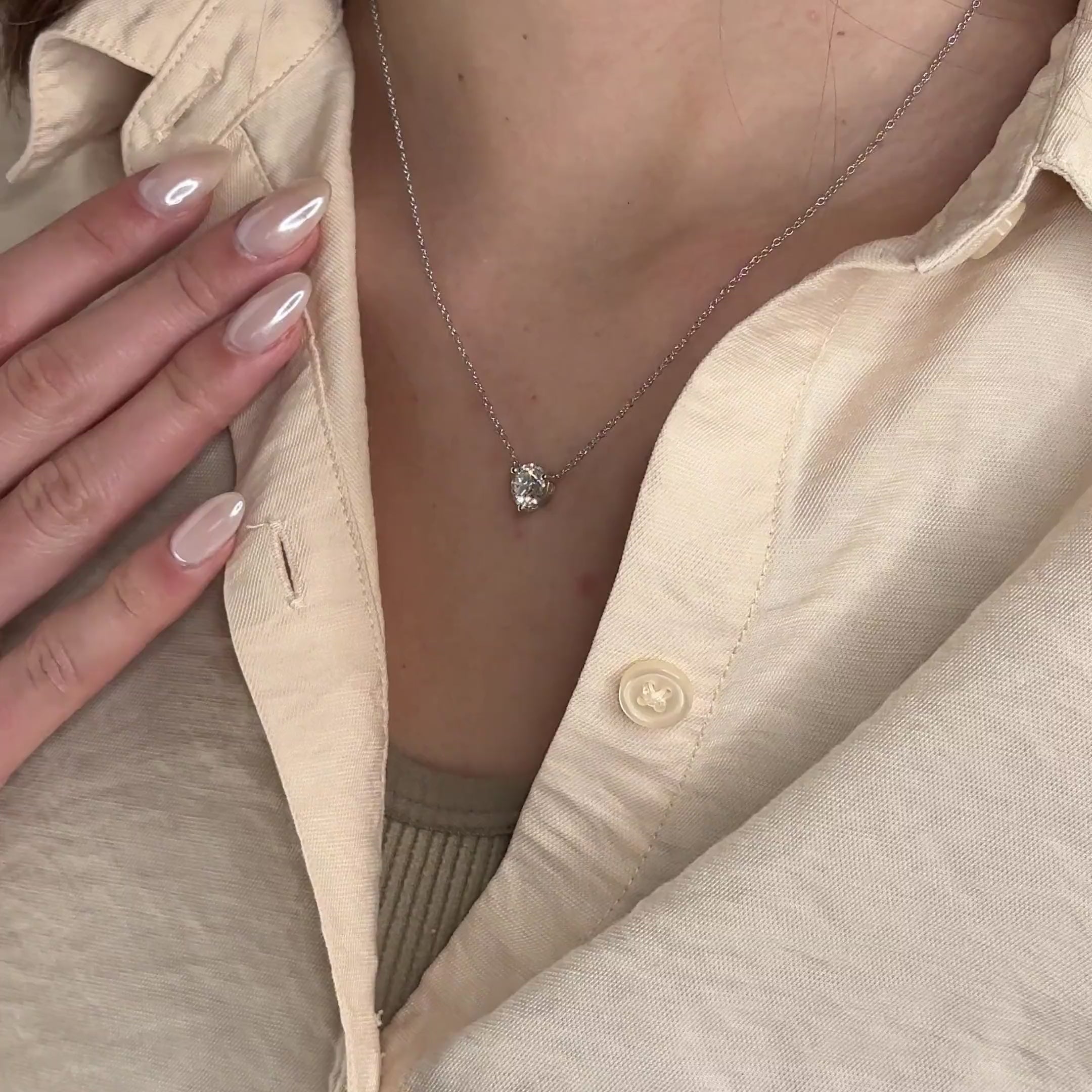 Three Prong Lab Grown Diamond Solitaire Pendant — LGP150008-vid.mp4