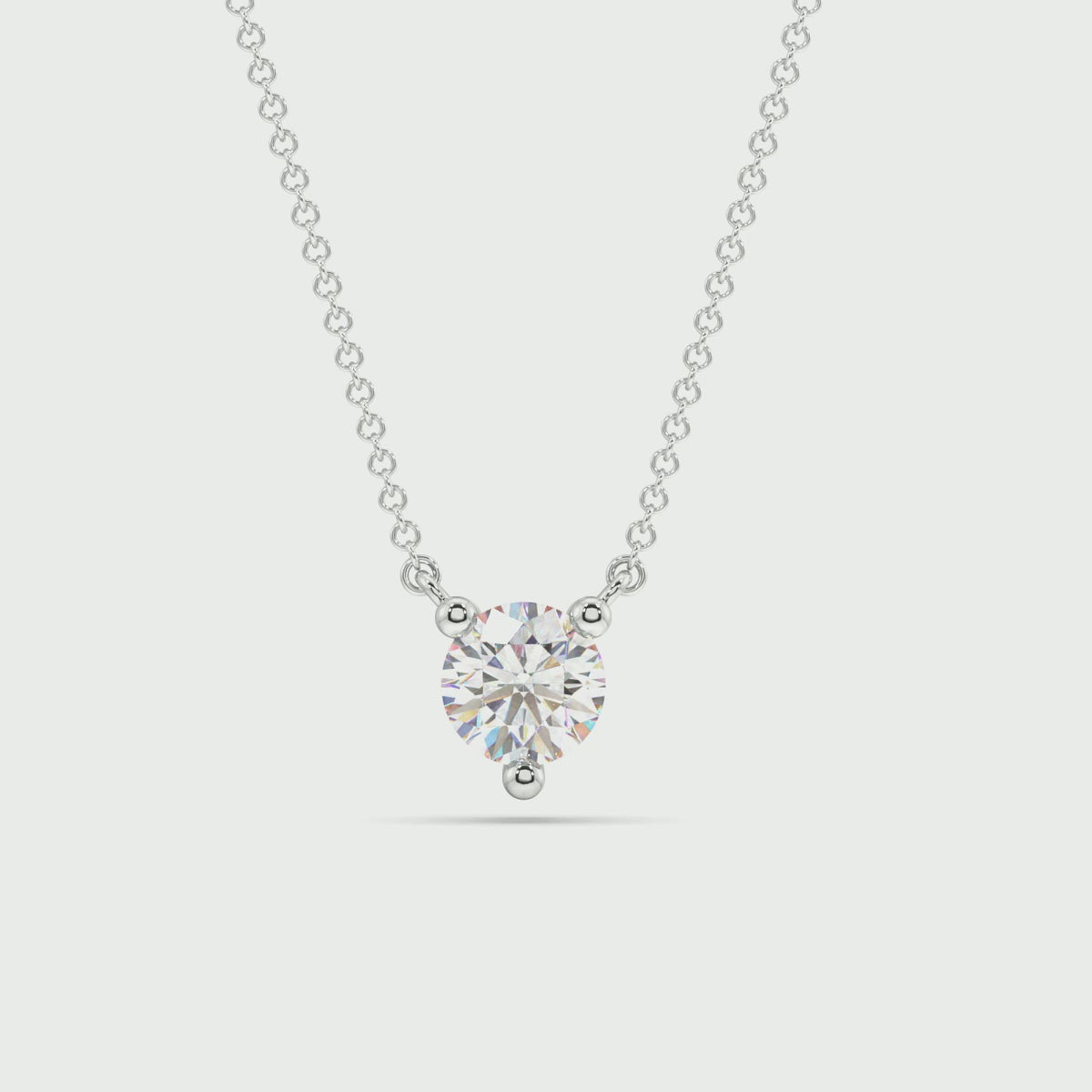 Three Prong Lab Grown Diamond Solitaire Pendant — LGPSV004-1.mp4