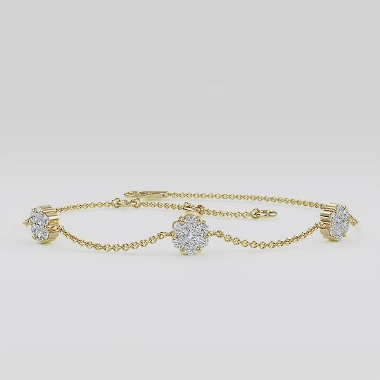 MET-WB-0006 | 14K Yellow Gold | LGBT0072 | Yellow Gold Station Cluster Adjustable Lab Grown Diamond Bracelet (3/8ctw) | LGBT0072-1.mp4