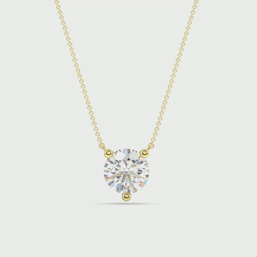 Three Prong Lab Grown Diamond Solitaire Pendant — LGP100020-1.mp4
