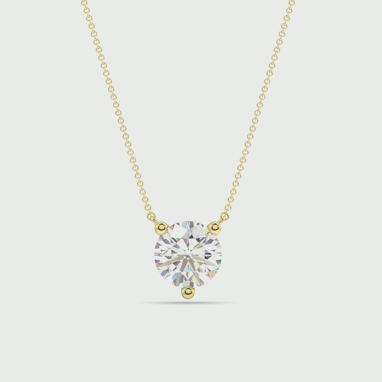 Three Prong Lab Grown Diamond Solitaire Pendant — LGP100020-1.mp4