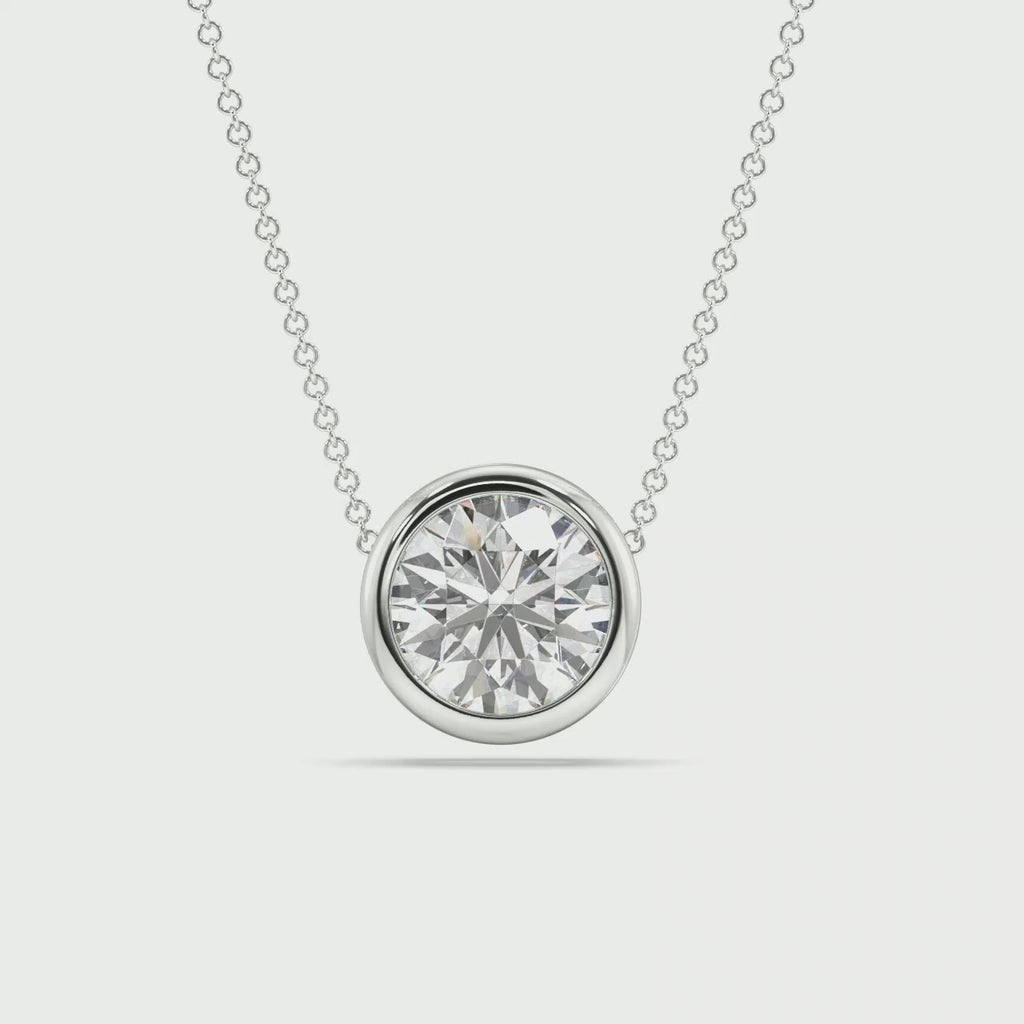 Bezel Set Lab Grown Diamond Solitaire Pendant — LGWFP0058-1.mp4