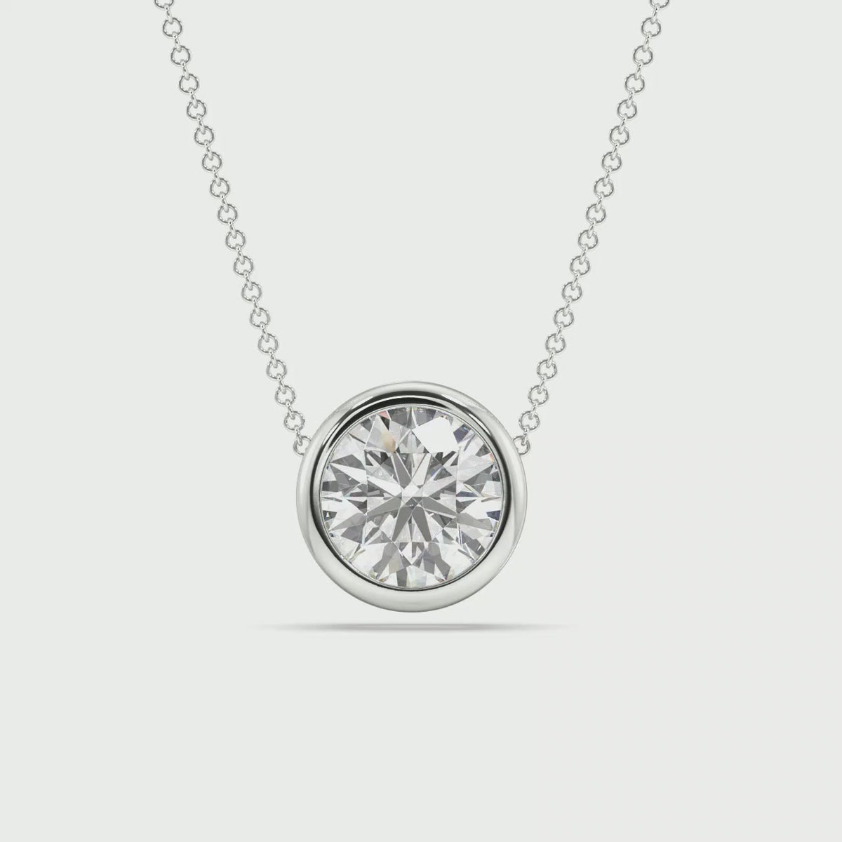Bezel Set Lab Grown Diamond Solitaire Pendant — LGWFP0058-1.mp4