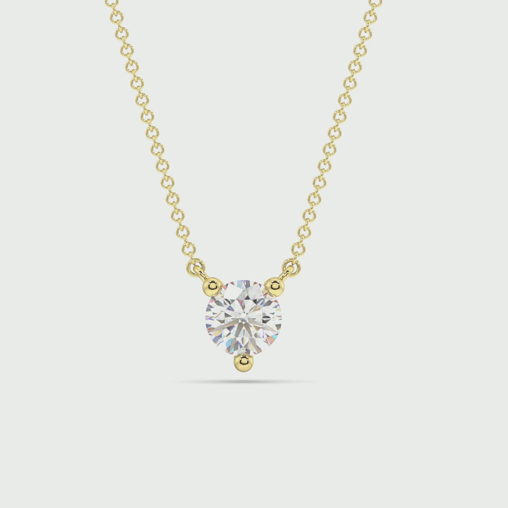 Three Prong Lab Grown Diamond Solitaire Pendant — LGPSV005-1.mp4