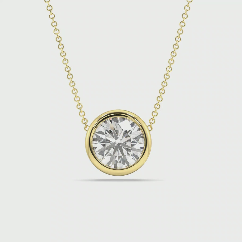 Bezel Set Lab Grown Diamond Solitaire Pendant — LGYFP0026-1.mp4