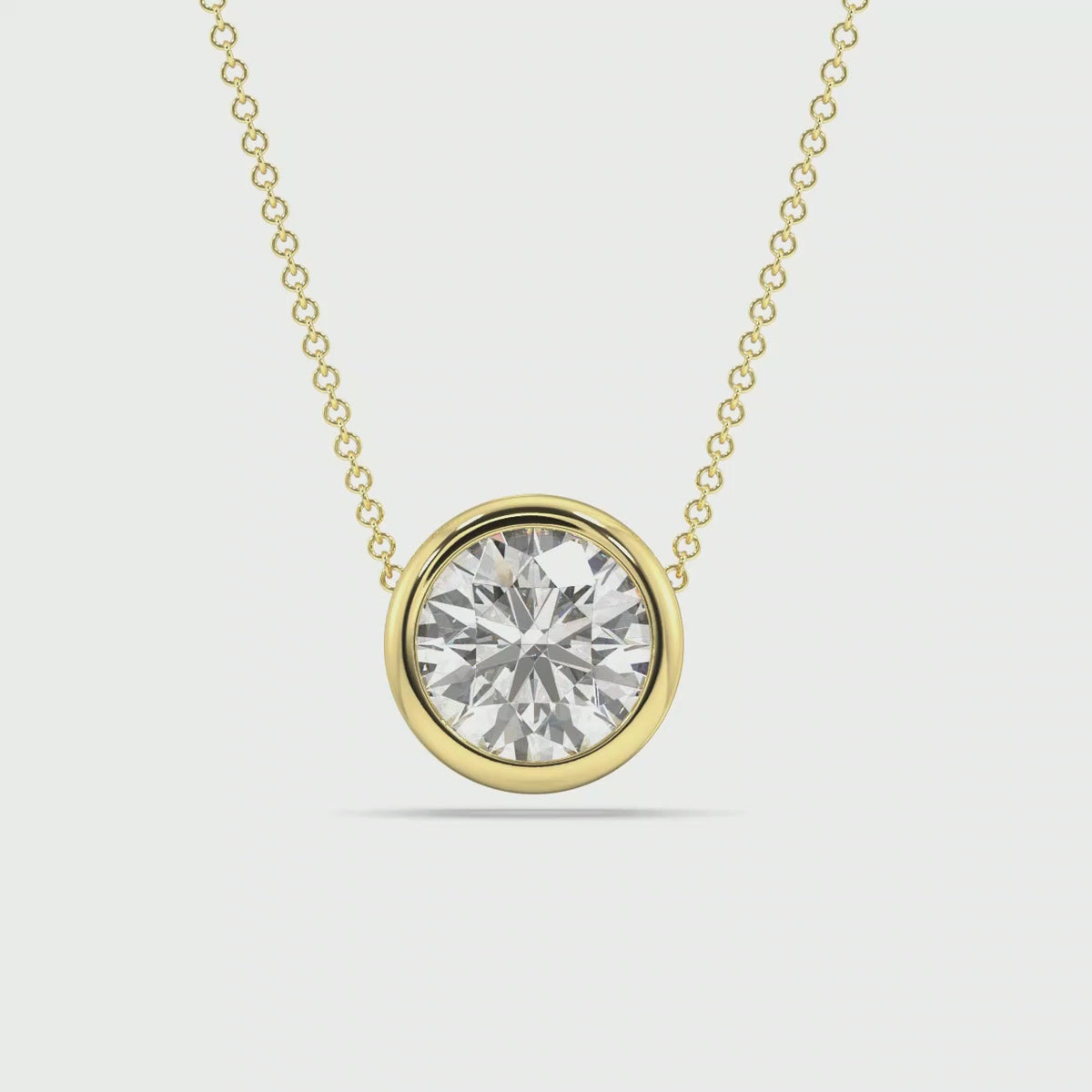 Bezel Set Lab Grown Diamond Solitaire Pendant — LGYFP0026-1.mp4