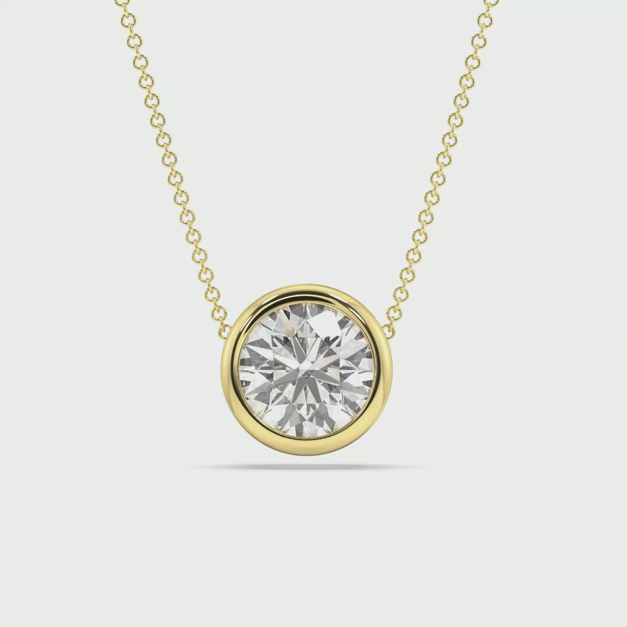 Bezel Set Lab Grown Diamond Solitaire Pendant — LGYFP0026-1.mp4