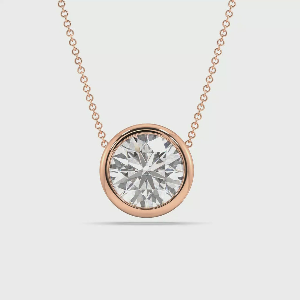 Bezel Set Lab Grown Diamond Solitaire Pendant — LGRFP0032-1.mp4