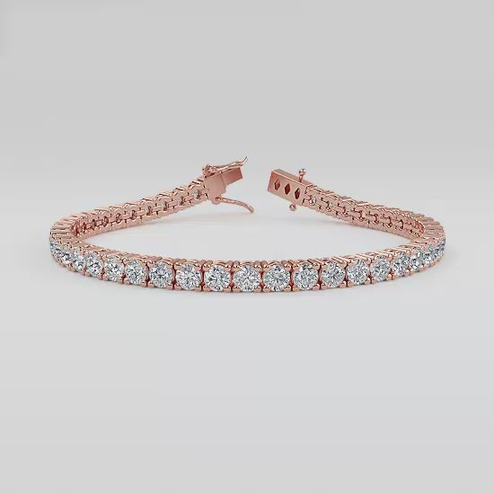 MET-WB-0028 | 14K Rose Gold | LGB600013 | Rose Gold 6ctw Lab Grown Diamond Tennis Bracelet | LGB600013-1.mp4