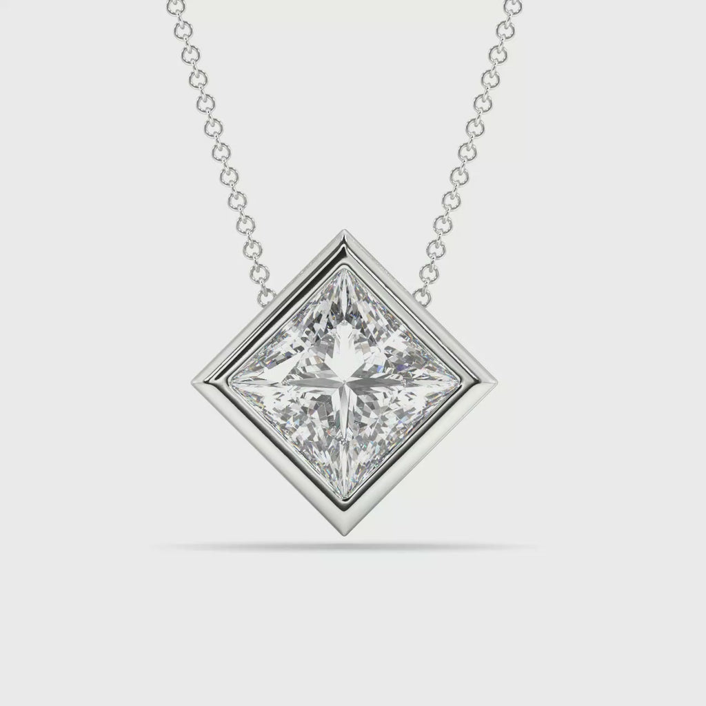 Bezel Set Lab Grown Diamond Solitaire Pendant — LGWFP0061-1.mp4