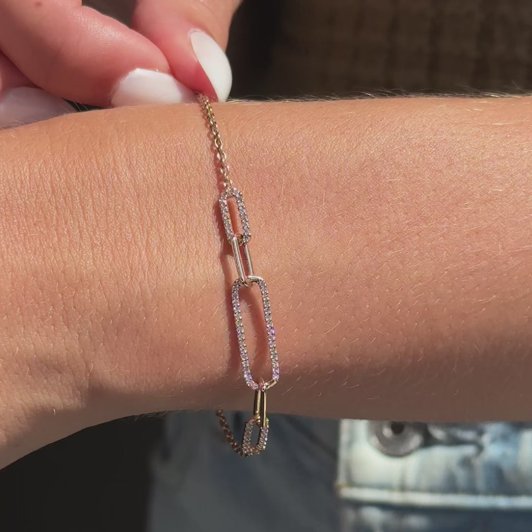 MET-WB-0017 | 14K Rose Gold | LGBT0056 | Rose Gold Paper Clip Lab Grown Diamond Adjustable Bracelet (1/3ctw) | LGBT0056-vid.mp4