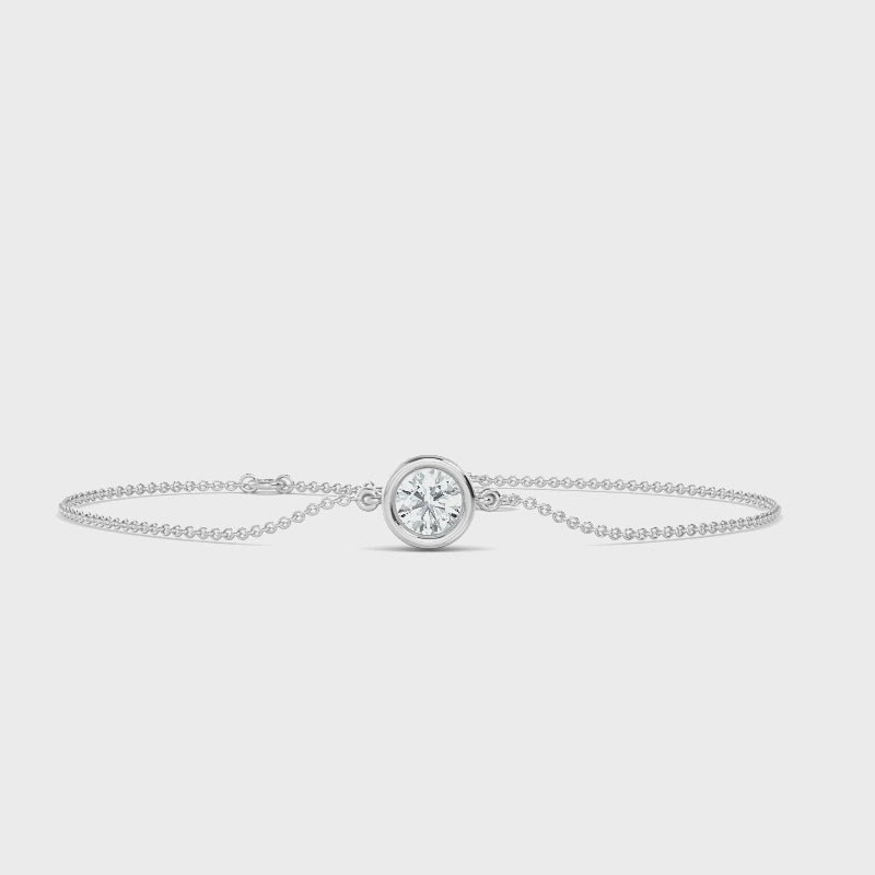 MET-WB-0023 | 14K White Gold | LGBT0060 | White Gold Classic Round Bezel Adjustable Lab Grown Diamond Bracelet (1/2ct) | LGBT0060-1.mp4
