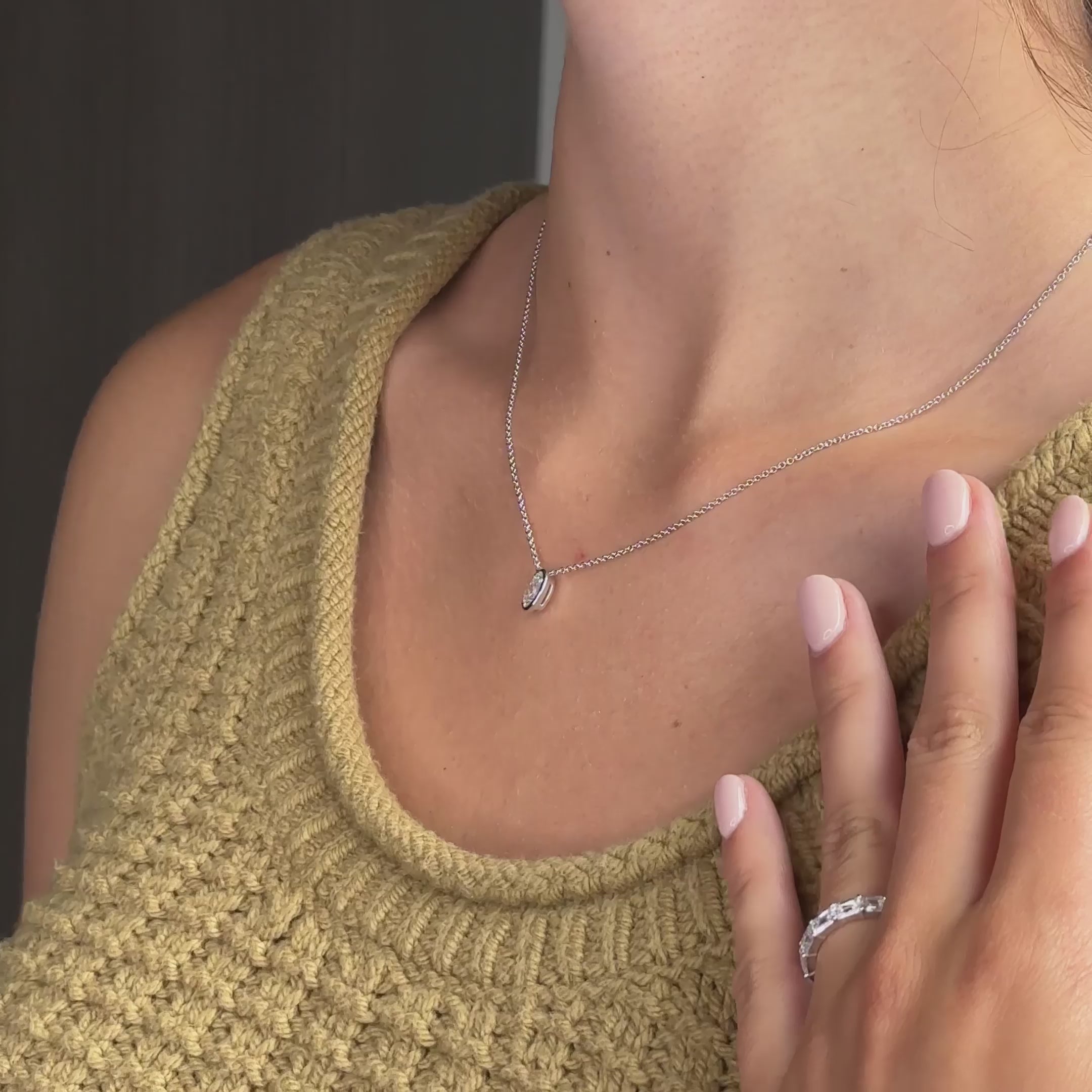 Bezel Set Lab Grown Diamond Solitaire Pendant — LGP100011-vid.mp4