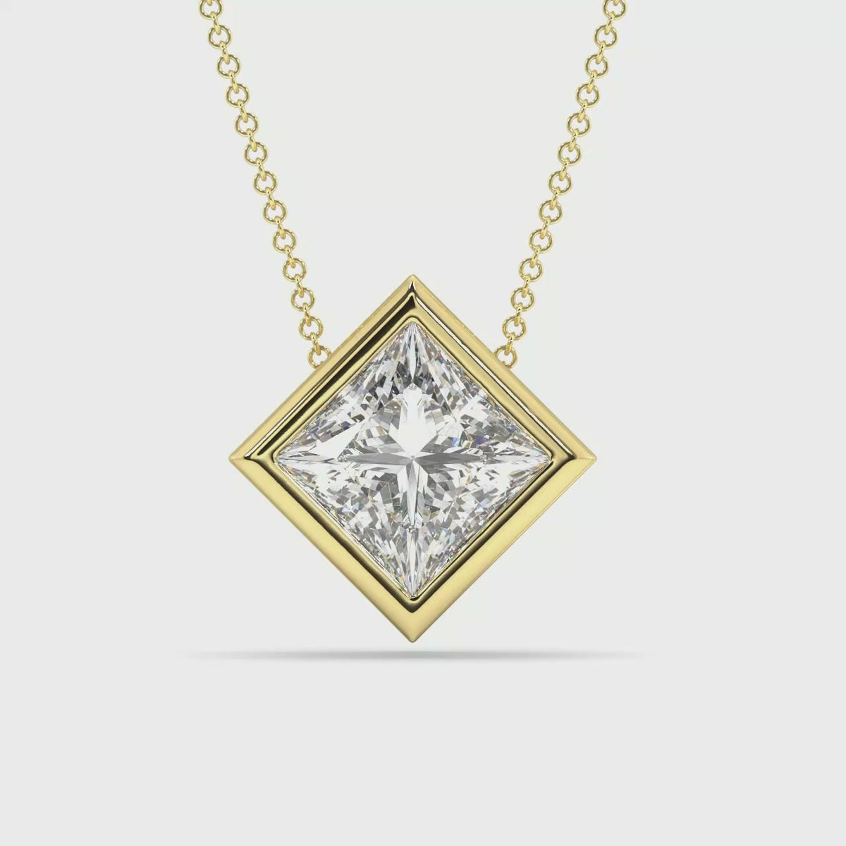 Bezel Set Lab Grown Diamond Solitaire Pendant — LGYFP0029-1.mp4