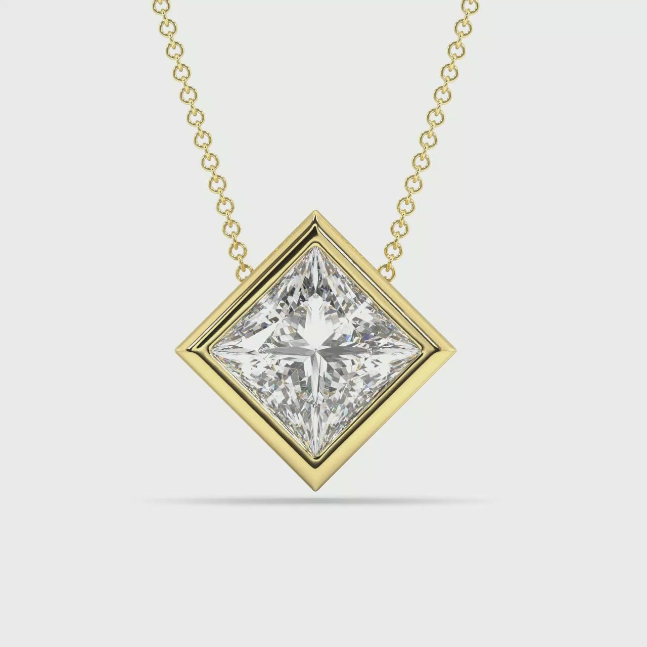 Bezel Set Lab Grown Diamond Solitaire Pendant — LGYFP0029-1.mp4