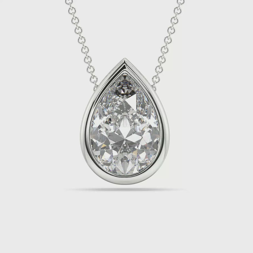 Bezel Set Lab Grown Diamond Solitaire Pendant — LGWFP0060-1.mp4