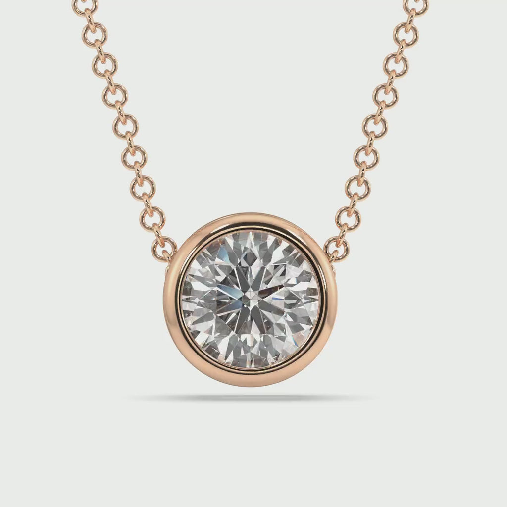 Bezel Set Lab Grown Diamond Solitaire Pendant — LGP100005-1.mp4