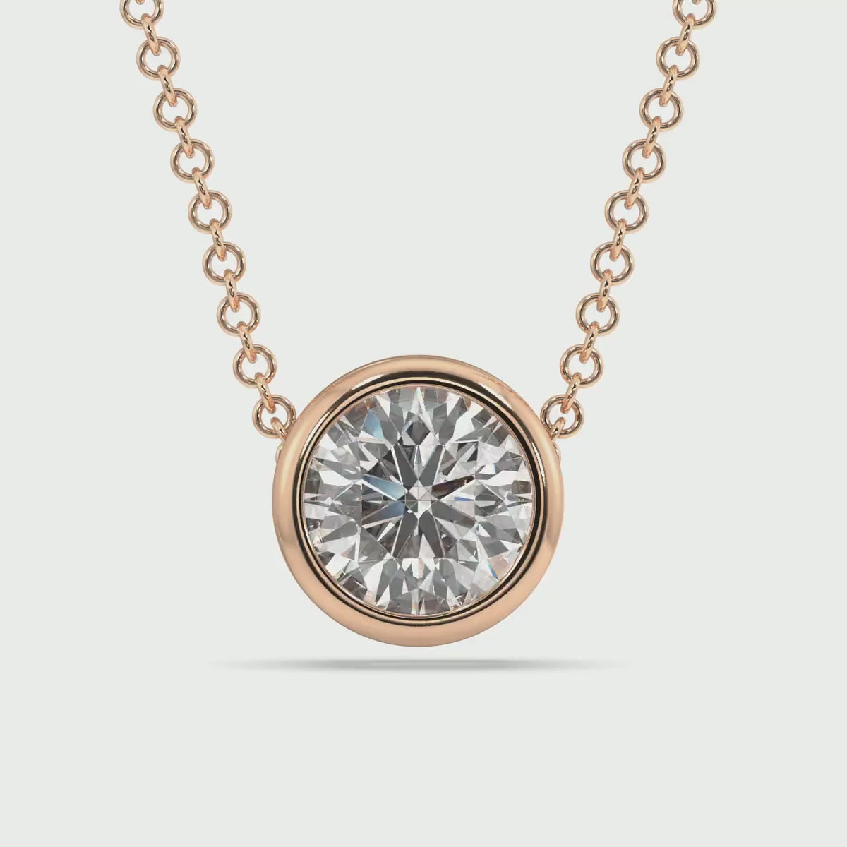 Bezel Set Lab Grown Diamond Solitaire Pendant — LGP100005-1.mp4
