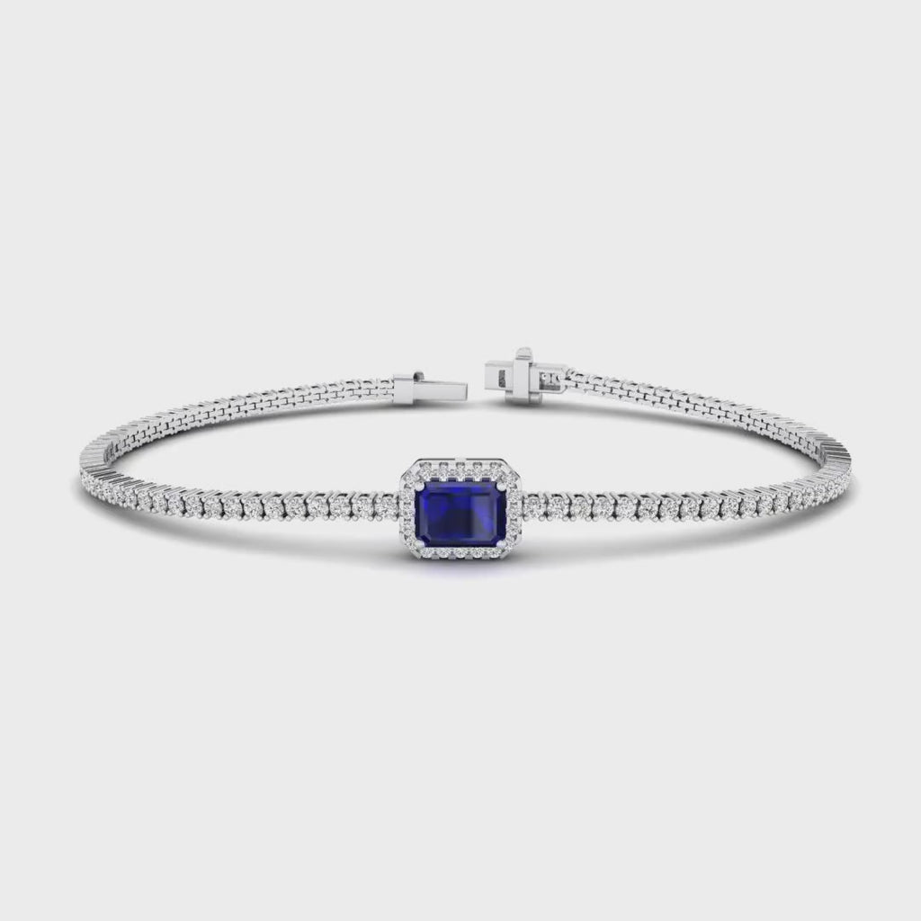 MET-WB-0055 | 14K White Gold | LGBT0121 | White Gold Sapphire Halo Diamond Bracelet | LGBT0121-1.mp4