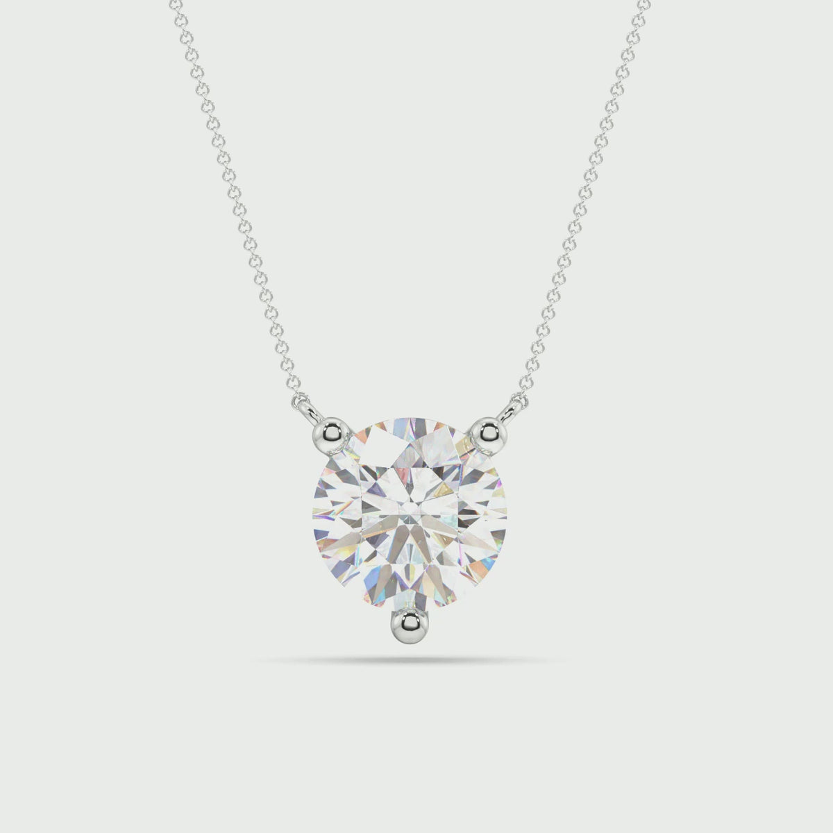 Three Prong Lab Grown Diamond Solitaire Pendant — LGPO20005-1.mp4