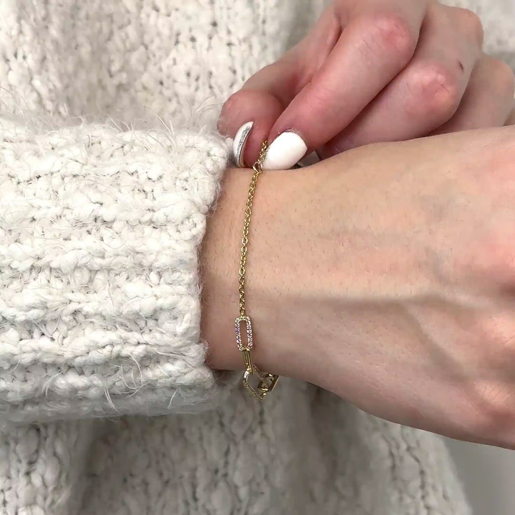 MET-WB-0017 | 14K Yellow Gold | LGBT0070 | Yellow Gold Paper Clip Lab Grown Diamond Adjustable Bracelet (1/3ctw) | LGBT0070-vid.mp4