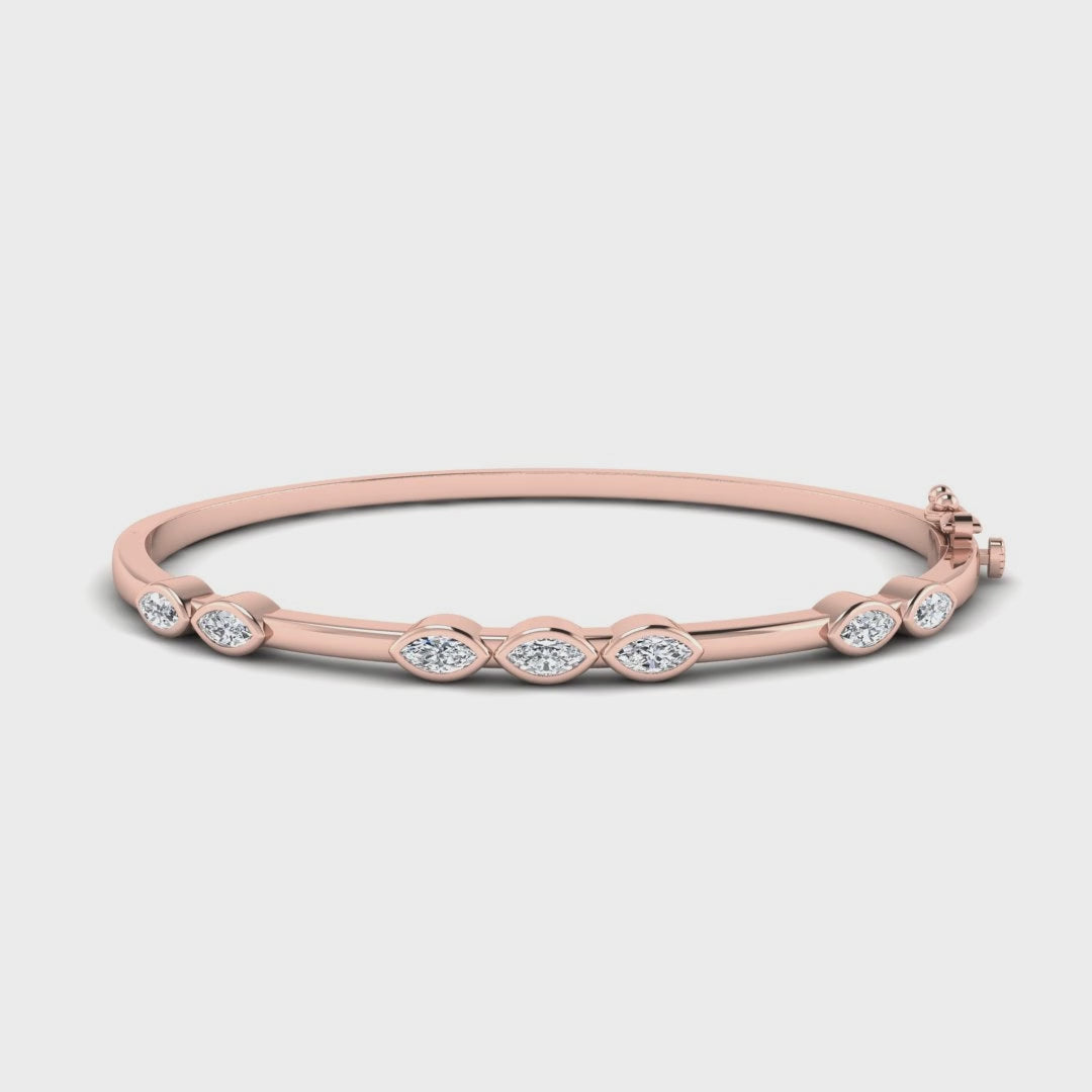 MET-WB-0004 | 14K Rose Gold | LGBB0022 | Rose Gold Harmony Marquise Bangle (3/4ctw) | LGBB0022-1.mp4