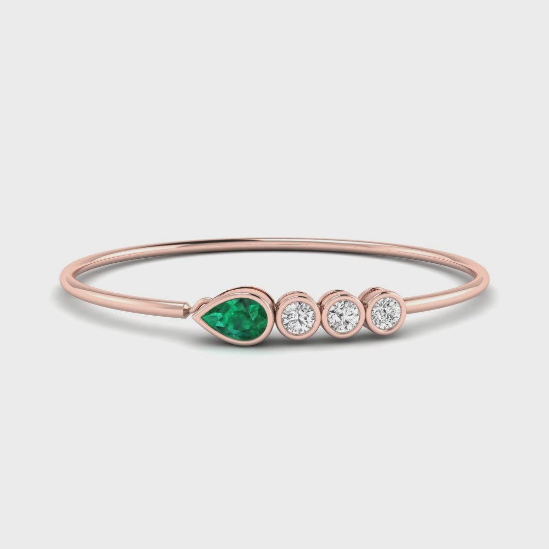 MET-WB-0073 | 14K Rose Gold | LGBB0010 | Rose Gold Tiana Emerald & Diamond Bangle | LGBB0010-1.mp4