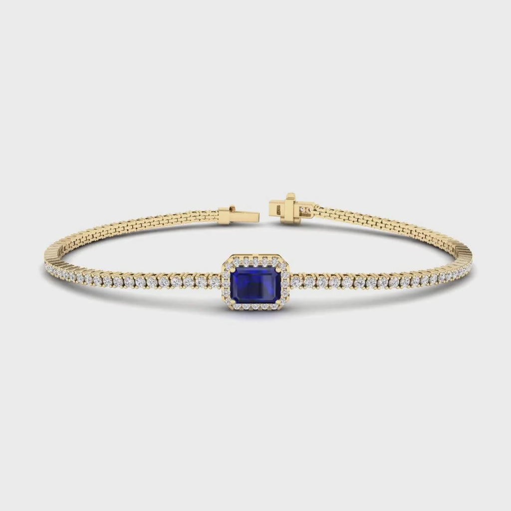 MET-WB-0055 | 14K Yellow Gold | LGBT0124 | Yellow Gold Sapphire Halo Diamond Bracelet | LGBT0124-1.mp4