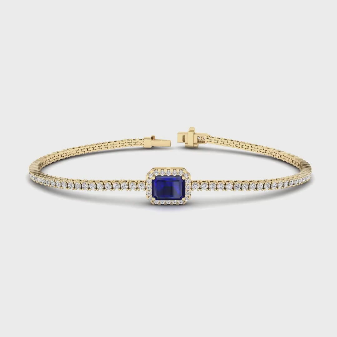 MET-WB-0055 | 14K Yellow Gold | LGBT0124 | Yellow Gold Sapphire Halo Diamond Bracelet | LGBT0124-1.mp4