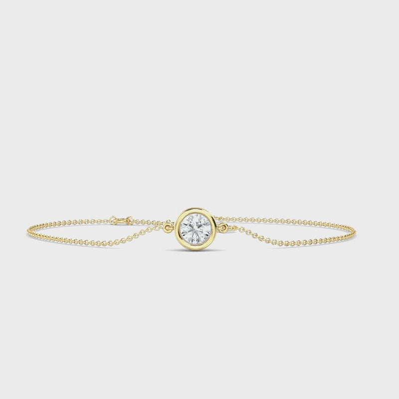 MET-WB-0023 | 14K Yellow Gold | LGBT0067 | Yellow Gold Classic Round Bezel Adjustable Lab Grown Diamond Bracelet (1/2ct) | LGBT0067-1.mp4