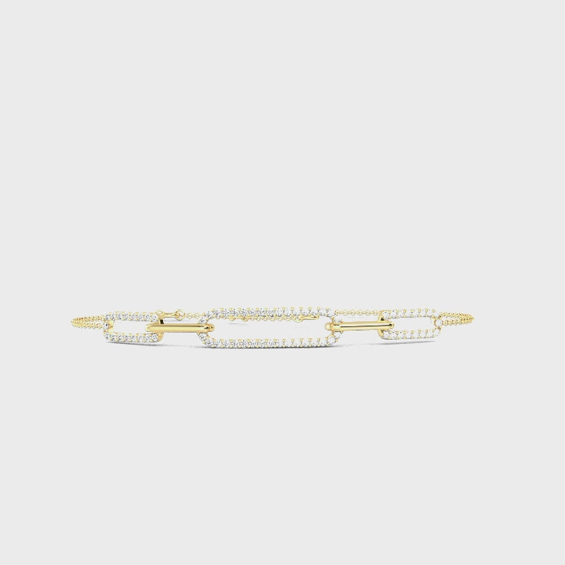 MET-WB-0017 | 14K Yellow Gold | LGBT0070 | Yellow Gold Paper Clip Lab Grown Diamond Adjustable Bracelet (1/3ctw) | LGBT0070-1.mp4