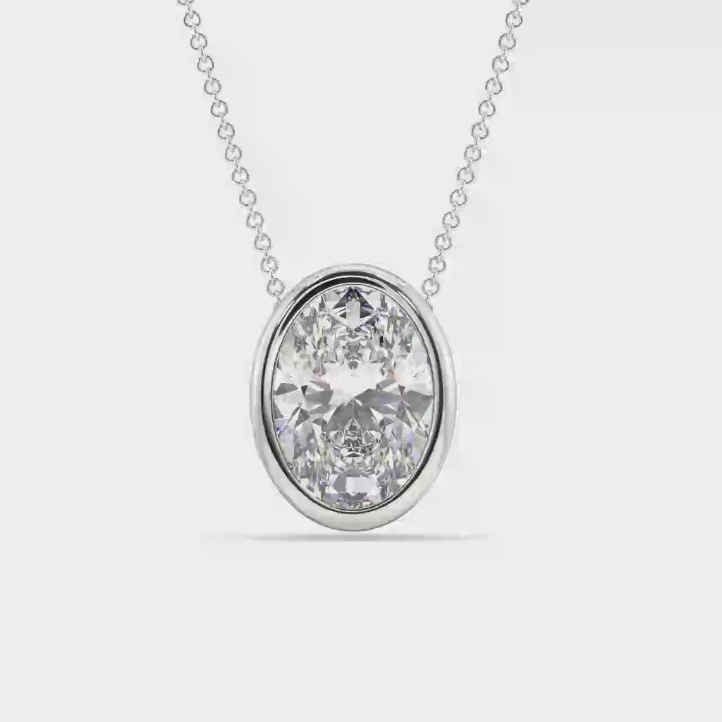 Bezel Set Lab Grown Diamond Solitaire Pendant — LGWFP0059-1.mp4