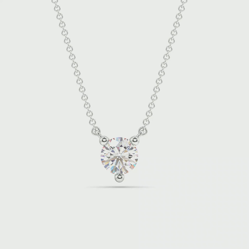 Three Prong Lab Grown Diamond Solitaire Pendant — LGPSV002-1.mp4