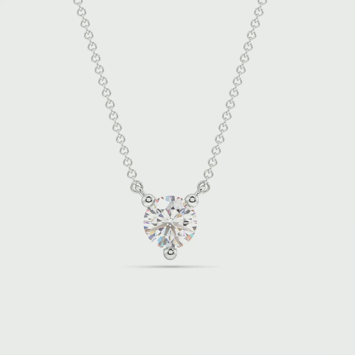 Three Prong Lab Grown Diamond Solitaire Pendant — LGPSV002-1.mp4
