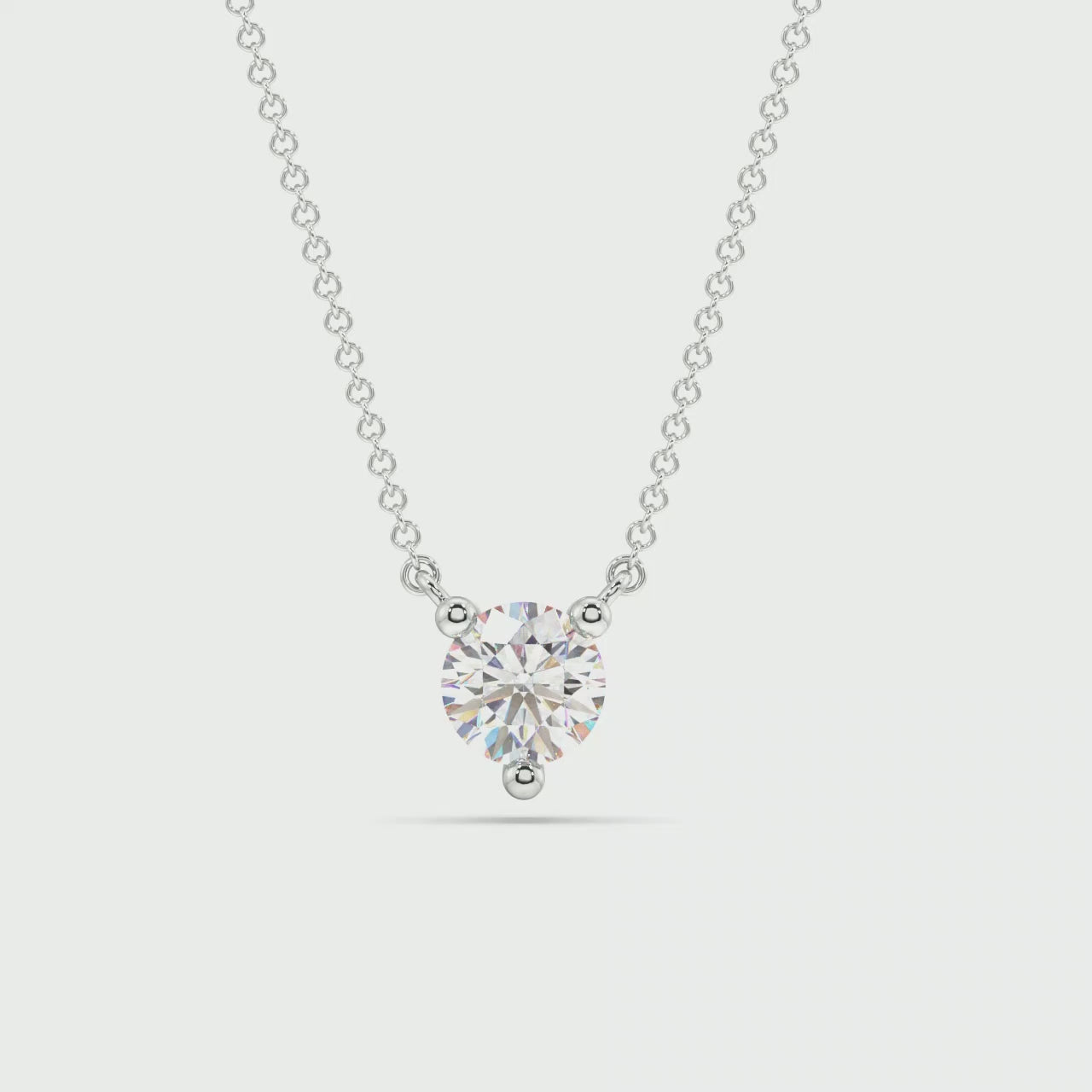 Three Prong Lab Grown Diamond Solitaire Pendant — LGPSV002-1.mp4