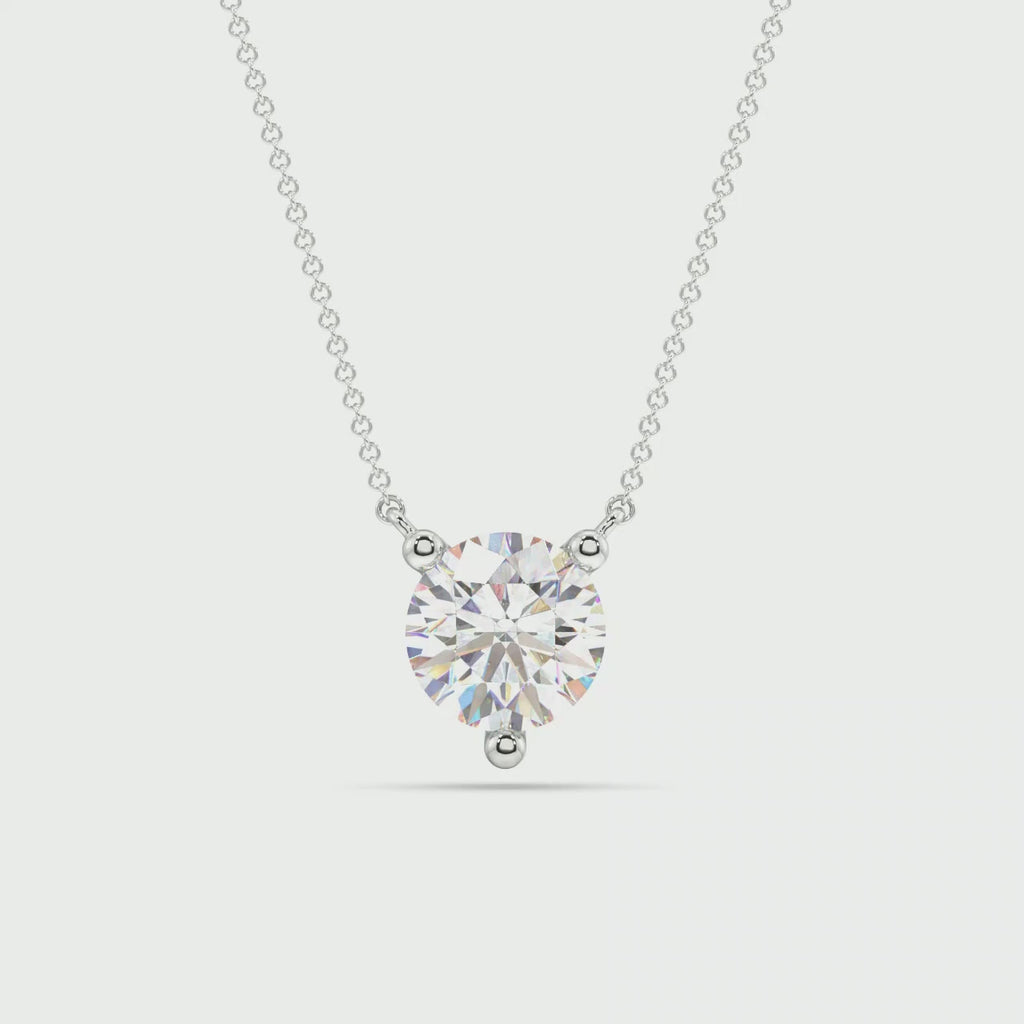 Three Prong Lab Grown Diamond Solitaire Pendant — LGP750064-1.mp4