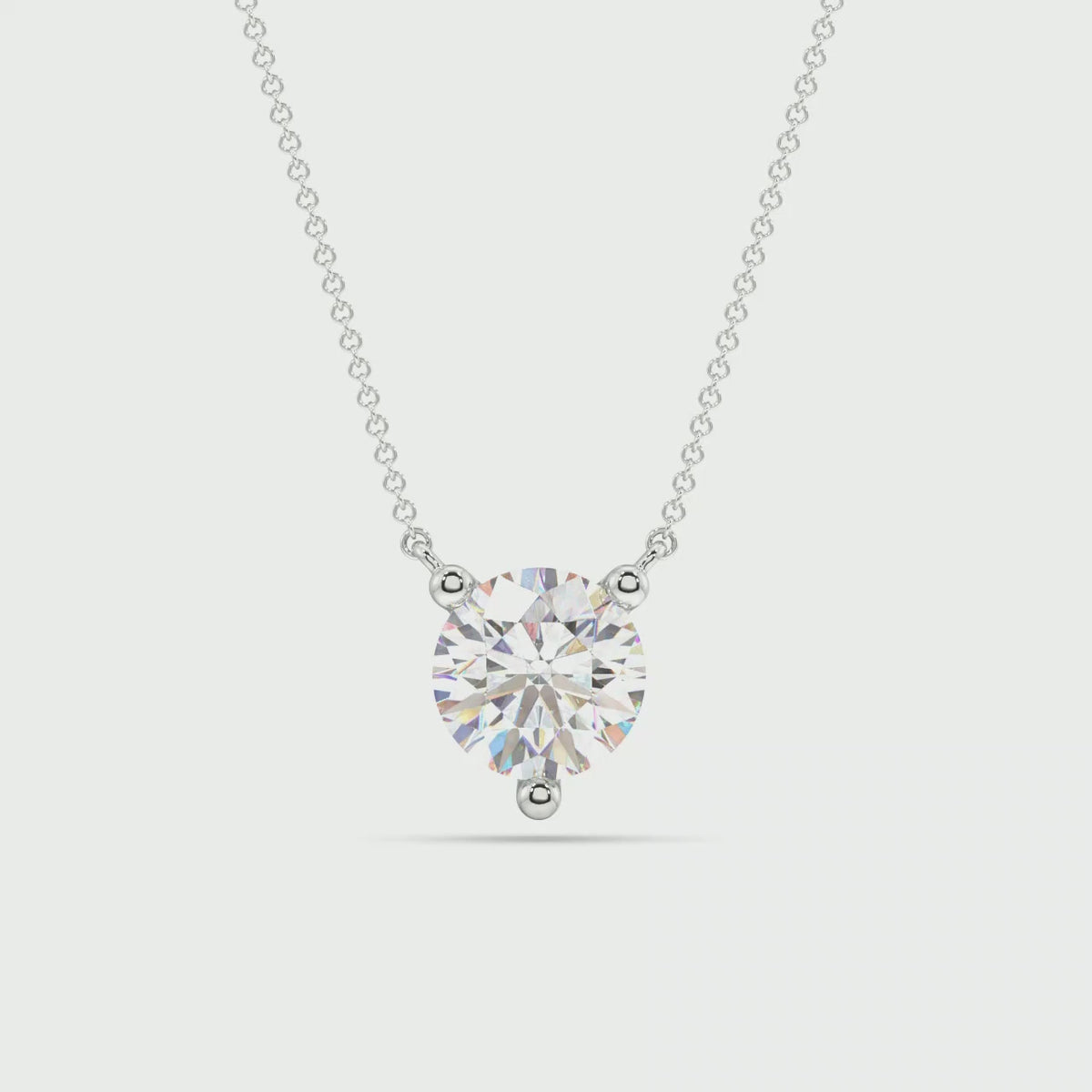 Three Prong Lab Grown Diamond Solitaire Pendant — LGP750064-1.mp4