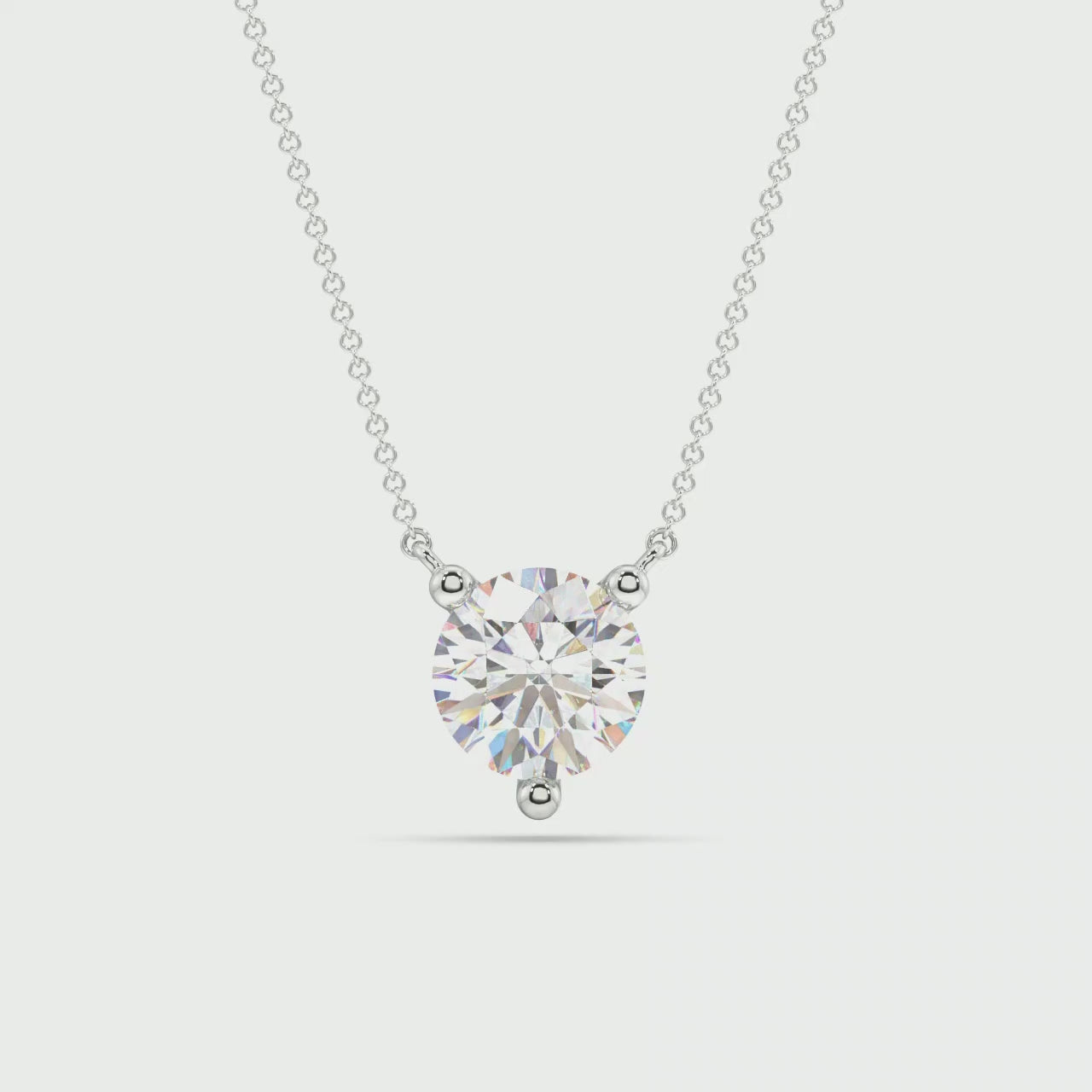 Three Prong Lab Grown Diamond Solitaire Pendant — LGP750064-1.mp4
