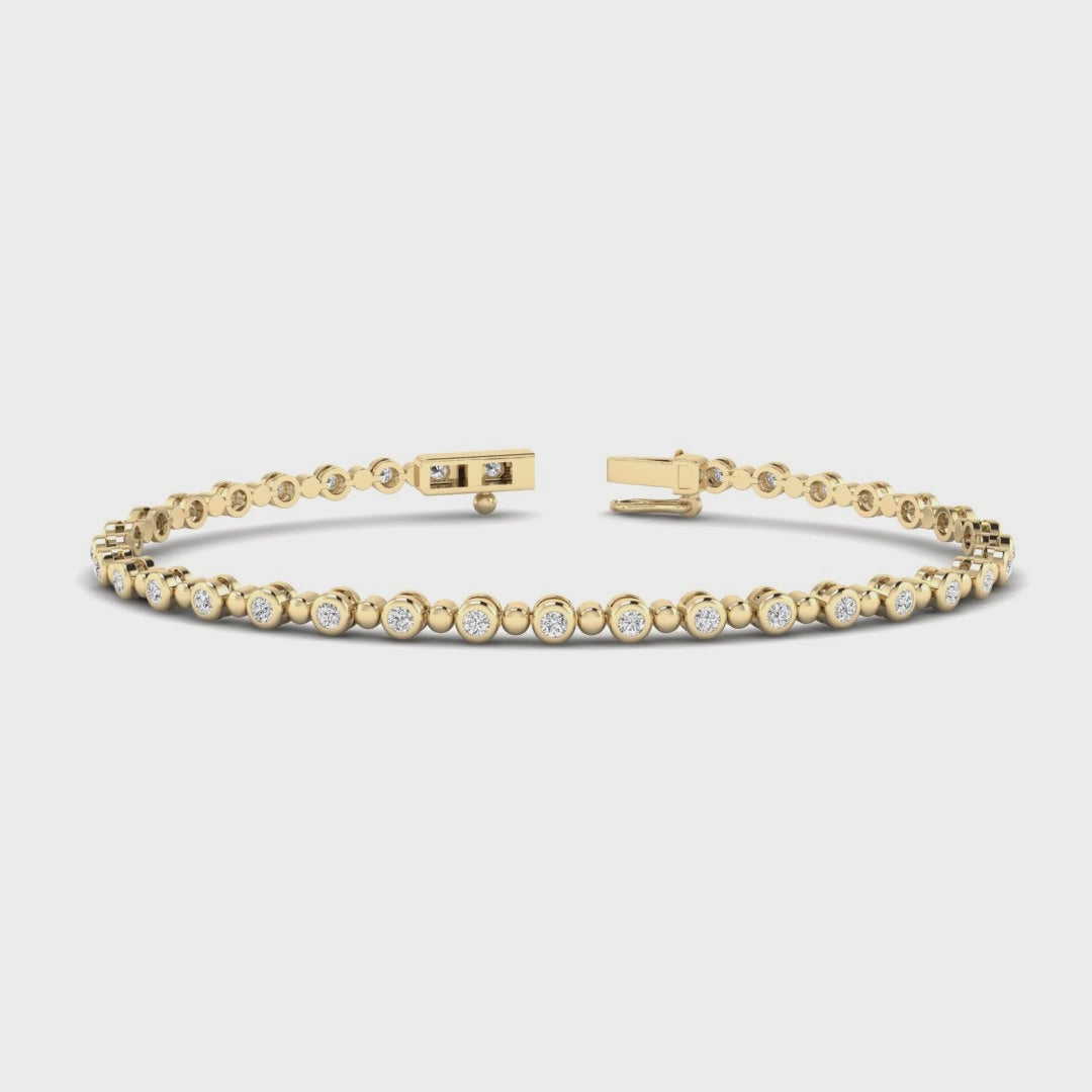 MET-WB-0012 | 14K Yellow Gold | LGBT0130 | Yellow Gold Bubble Bezel Tennis Bracelet (1ctw) | LGBT0130-1.mp4