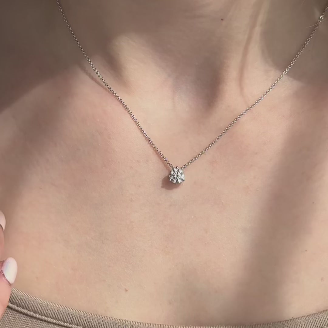 Three Prong Lab Grown Diamond Solitaire Pendant — LGP750064-vid.mp4