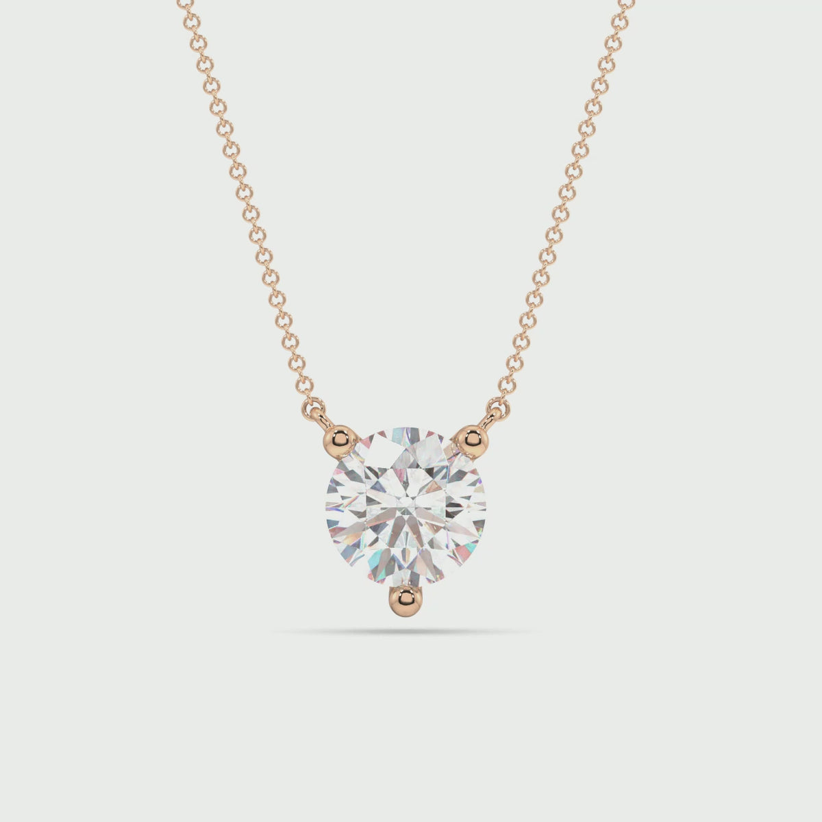 Three Prong Lab Grown Diamond Solitaire Pendant — LGP750006-1.mp4