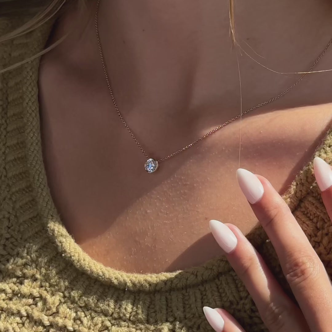 Bezel Set Lab Grown Diamond Solitaire Pendant — LGP100005-vid.mp4